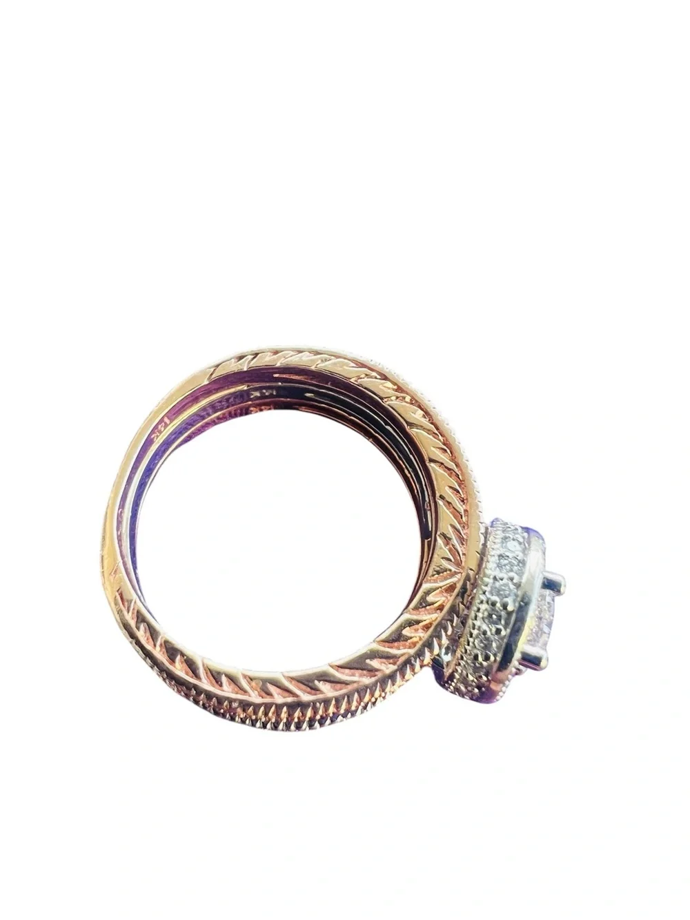 Effy 14K Rose & White Gold 1.63 CTW Diamond Bridal Ring Set Size 8 Appraised